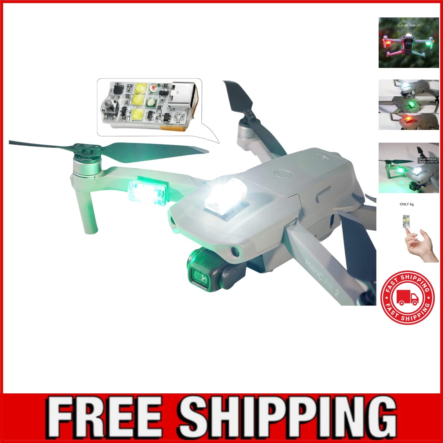LED Drone Strobe with 4-Hour Runtime – Essential Safety Light for Night Pilots