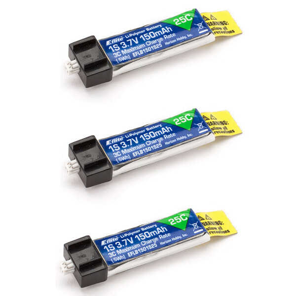 E-flite EFLB1501S25 150mAh 1S 3.7V 25C LiPo Battery 3pcs Blade Nano CPX / NCPX