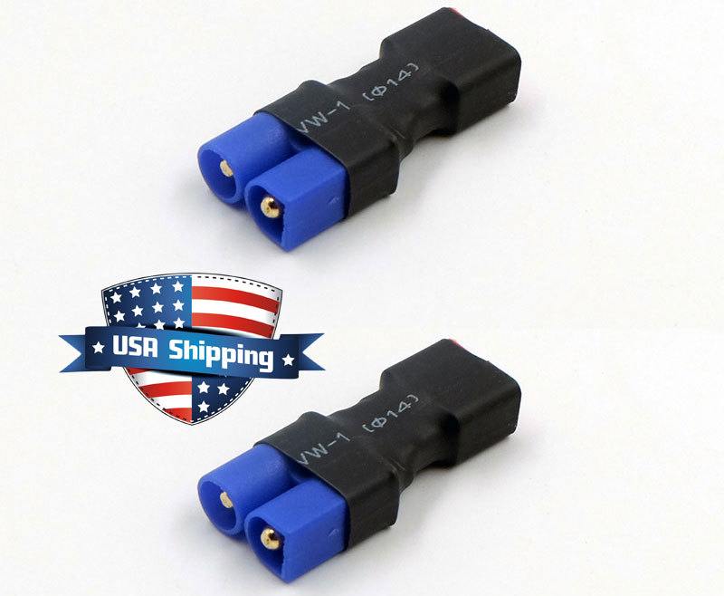 2pcs EC3 Male to T-Connector Female (Deans Style) Conversion Adapter for RC LiPO