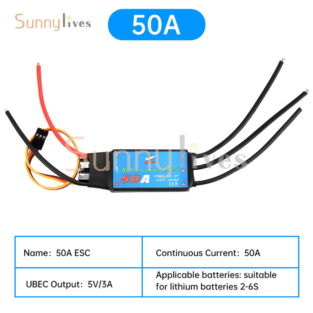 20A/30A/40A/50A Bidirectional Brushless ESC for Remote Control Ship Pneumatic