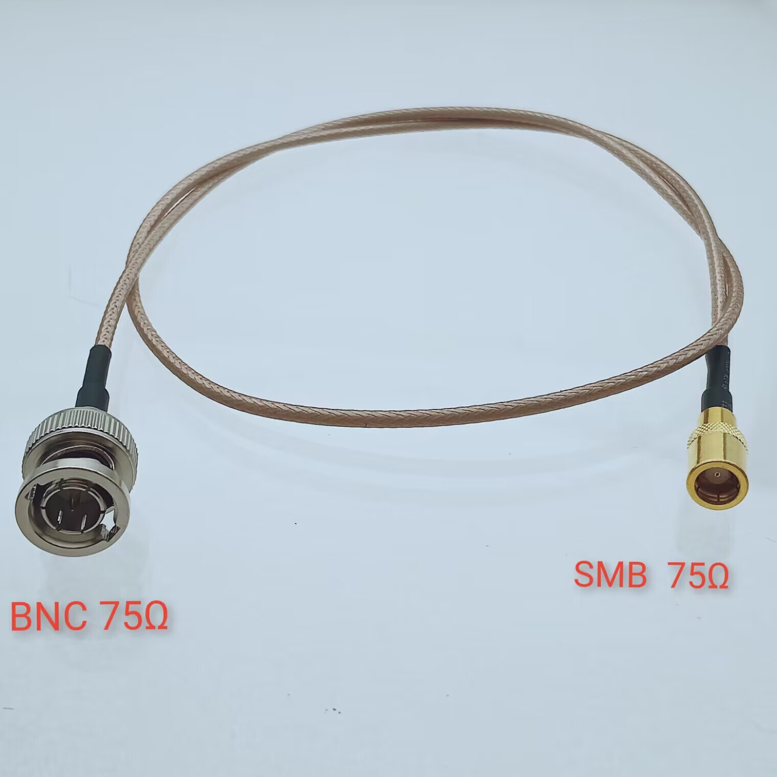 RF Cable BNC male plug to SMB female jack 75Ω crimp RG179 jumper pigtail 1M 3ft