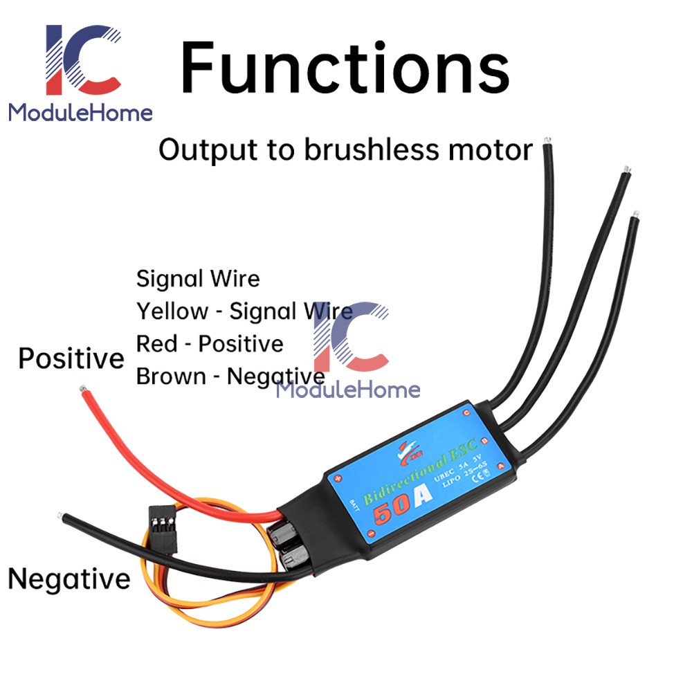 20A/30A/40A/50A Bidirectional Brushless ESC for Remote Control Ship Pneumatic