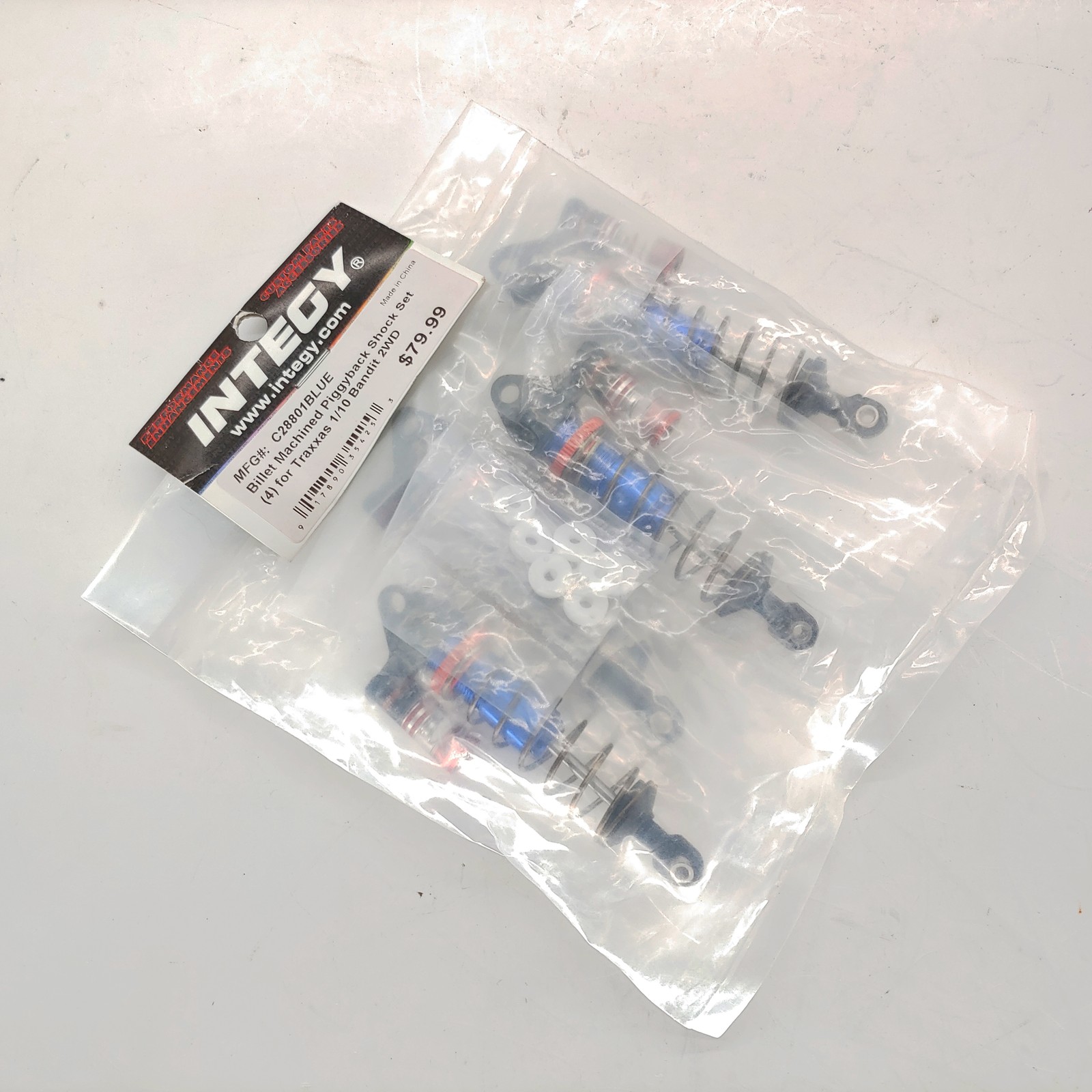 INTEGY C28801BLUE Billet Machined Piggyback Shock Set (4) for Traxxas 1/10