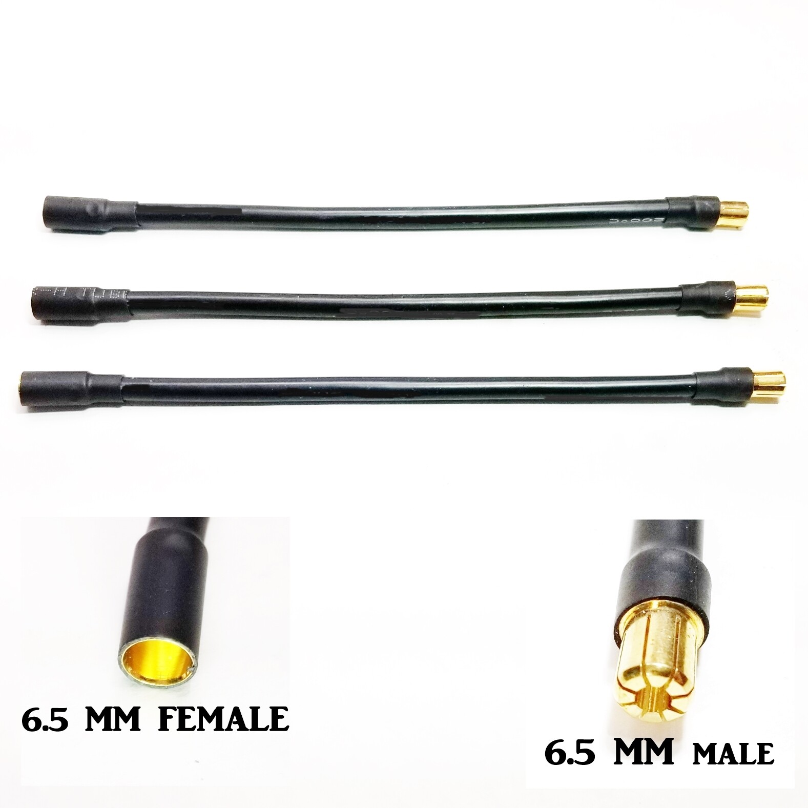 RCP Motor Wires 6.5mm Male to 6.5mm Female Brushless 3, 6, 8″Extensions 8/10 awg