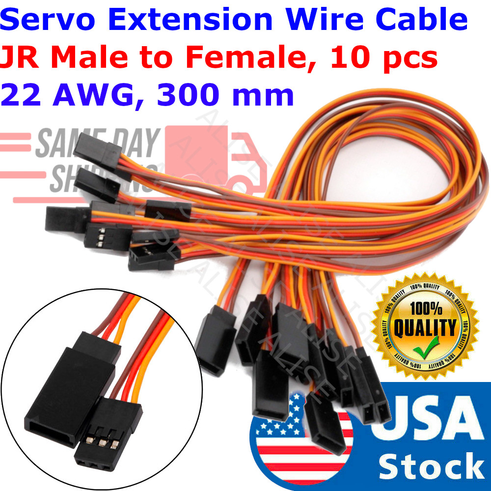 10pc 300MM Servo Extension Male to Female Lead Wire Cable For RC/Futaba/JR 30cm