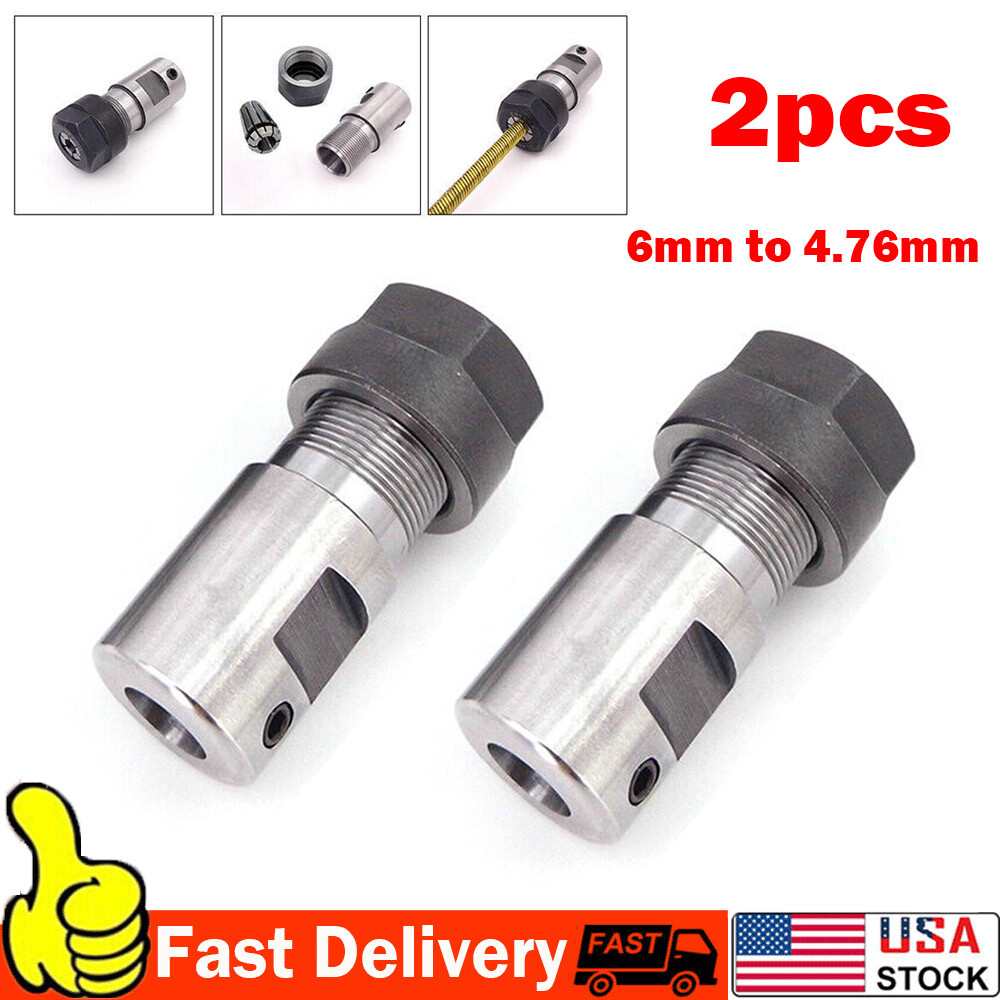 2X Flexible 4.76mm Shaft Coupling 6mm to 4.76mm 3/16 Collet Joint for RC Boat US