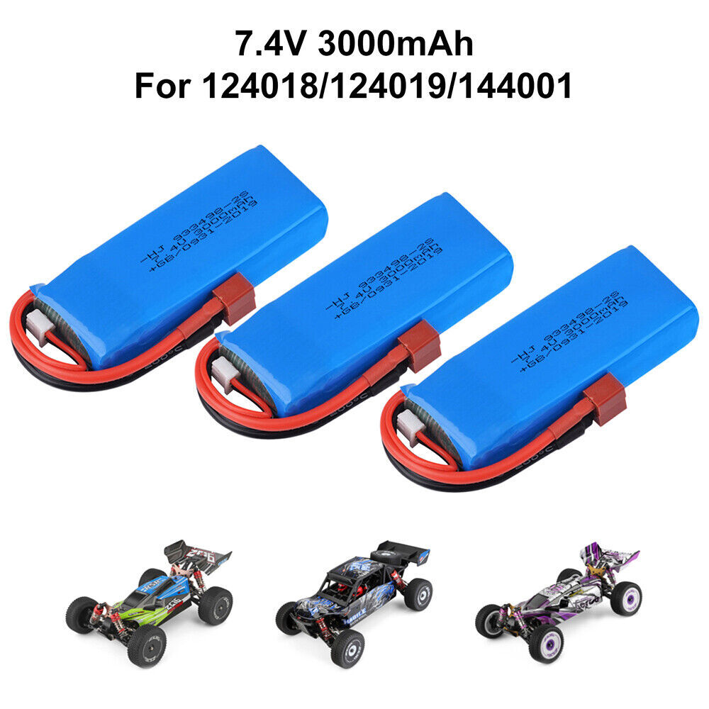 7.4V 3000mAh Lipo Battery 2S for Wltoys 124016 124017 124018 124019 14400 RC Car