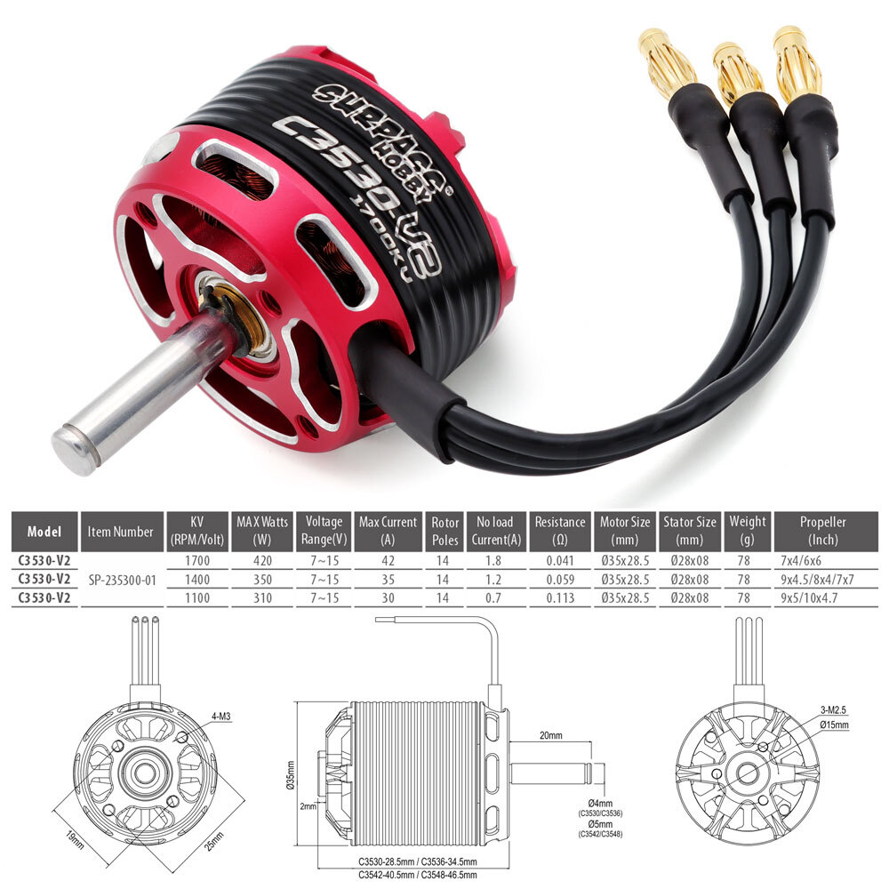 SURPASS HOBBY 900-1700KV Brushless Motor 40-60A ESC for RC Fixed Wing Air Plane