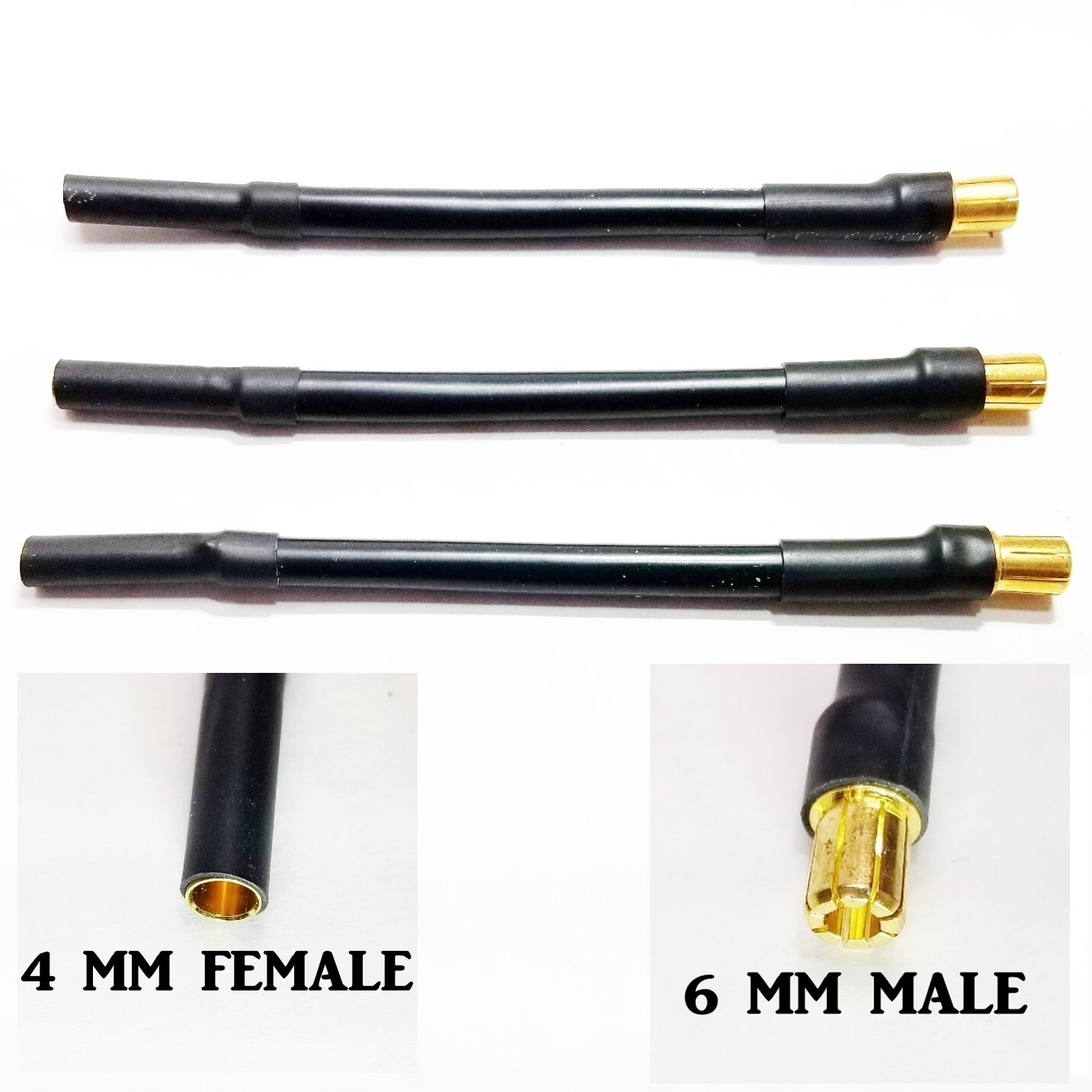 RCP Motor Wires 6mm Male to 4mm Female Brushless Motor Wire Adapters 3 or 6″