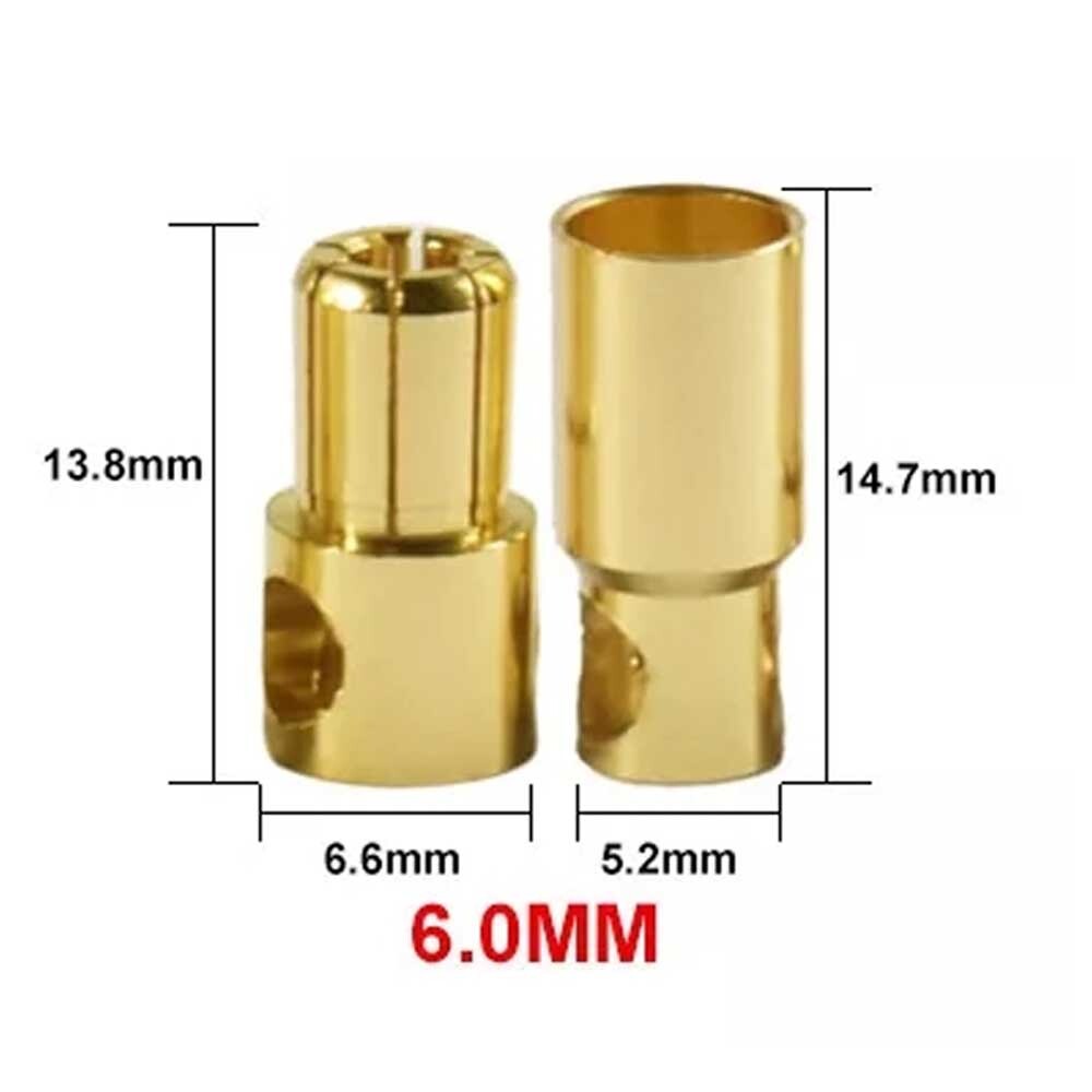 20 Pair 6mm Gold Bullet Banana Connector Plug for ESC Brushless Motor RC Battery