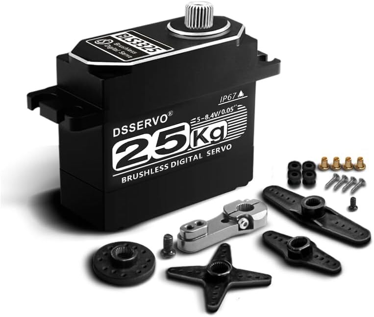 55KG High Torque Brushless RC Servo Waterproof IP67 Full Metal Gear 8.4V25T Horn