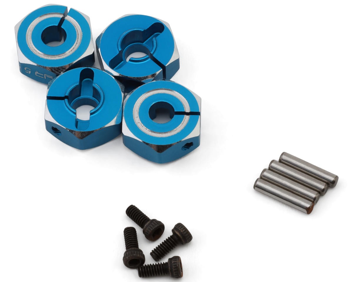 Yeah Racing Aluminum 12mm Hex Adaptor Set (Blue) (4) (5.5mm) [YEA-WA-032BU]
