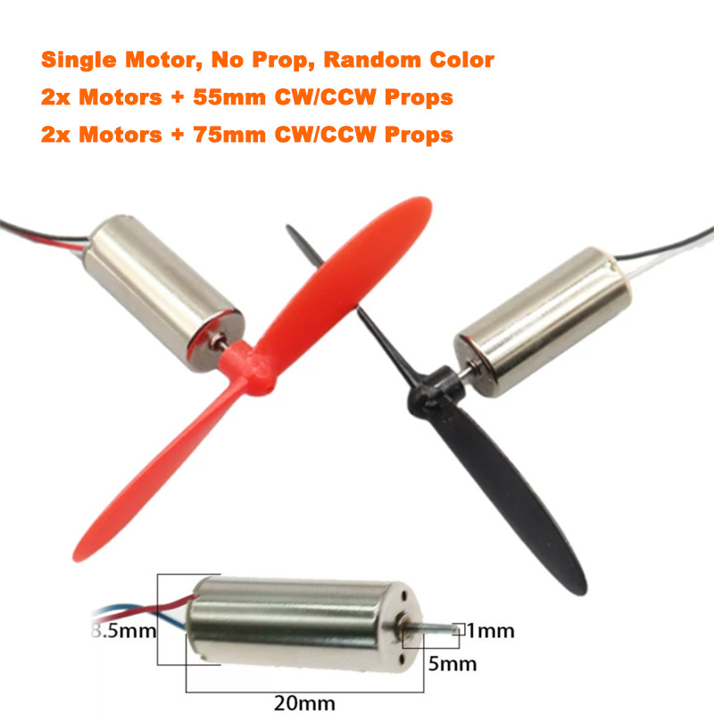 Coreless DC Motor with 55/75mm CW CCW Propeller Mini RC Quadcopter Drone Spare