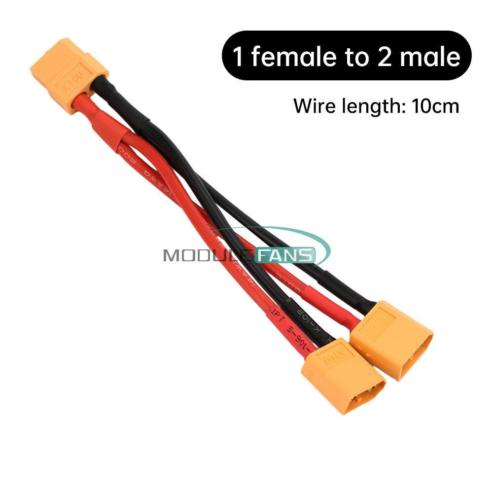 XT60 Male/Female Cable Parallel Battery Connector 4AWG Silicone Wire Y Splitter-