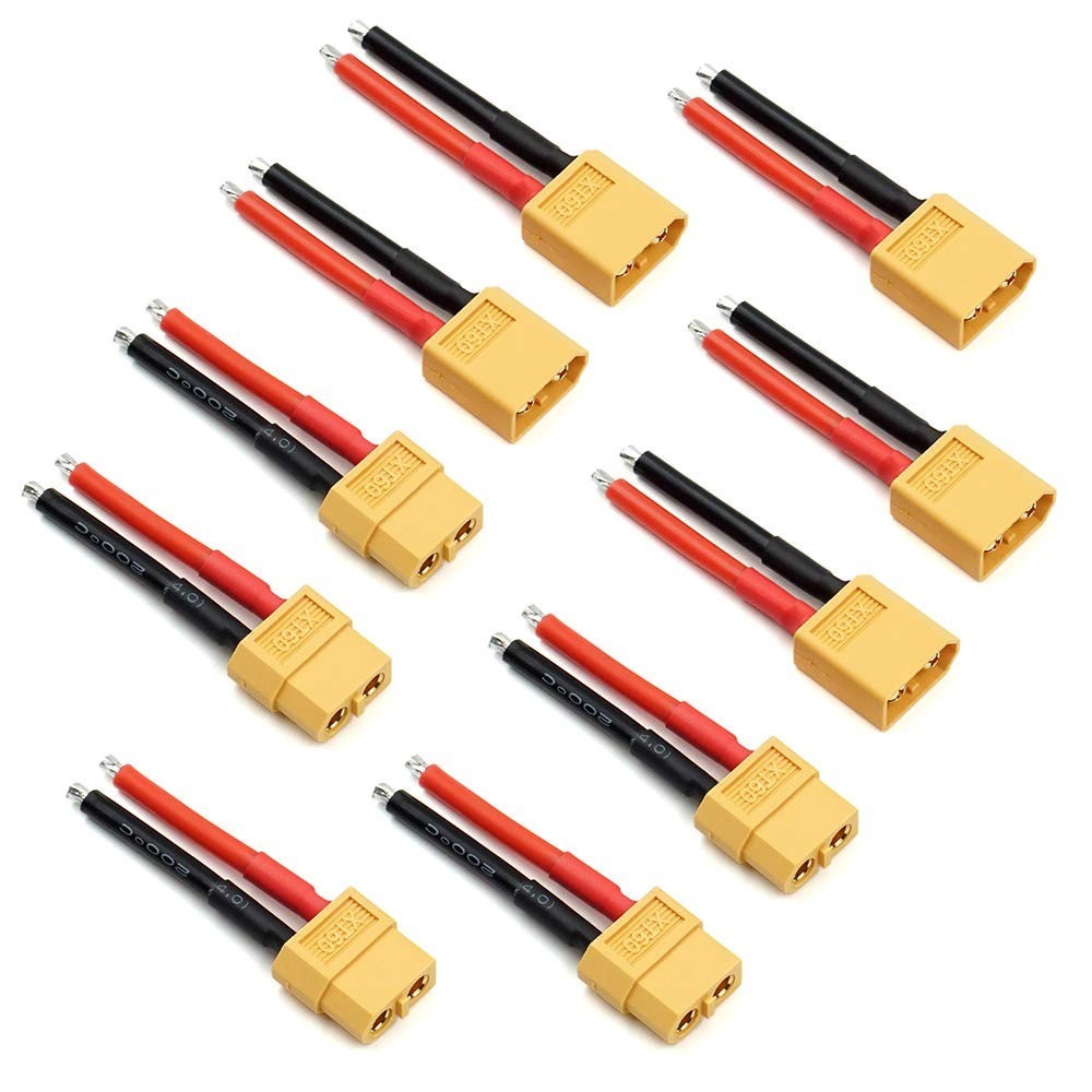 Reliable XT60 Male & Female Connectors with 14AWG Wire for RC Drone Batteries