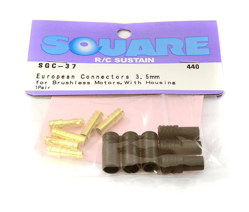 Square R/C European Connectors – 3.5mm for Brushless Motors, with Housing 1 Pair