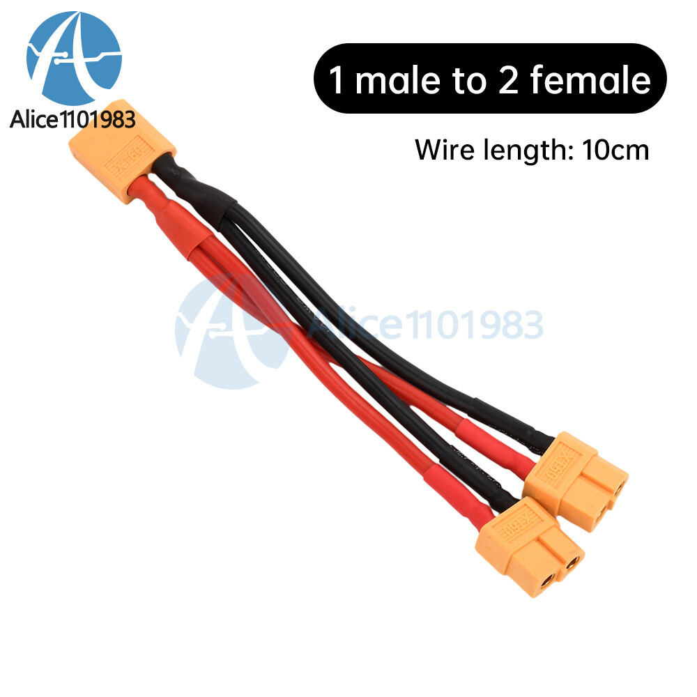 XT60 Male/Female Cable Parallel Battery Connector 4AWG Silicone Wire Y Splitter