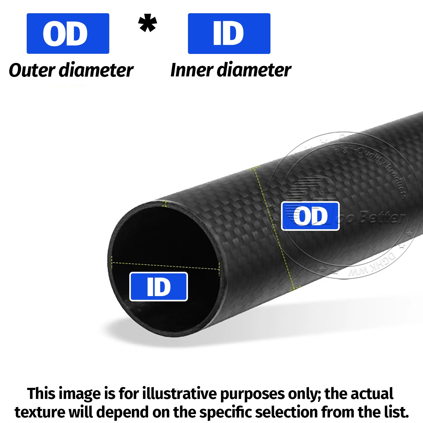 Twill Weave, Glossy 3K Carbon Fiber Tube 200/300/500 mm OD 5‑50 mm Roll Wrapped