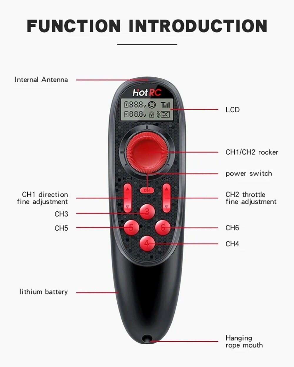HotRC Transmitter CT-6A CT-8A 6CH 8CH 2.4GHz with F-06A F-08A PWM GFSK Receiver