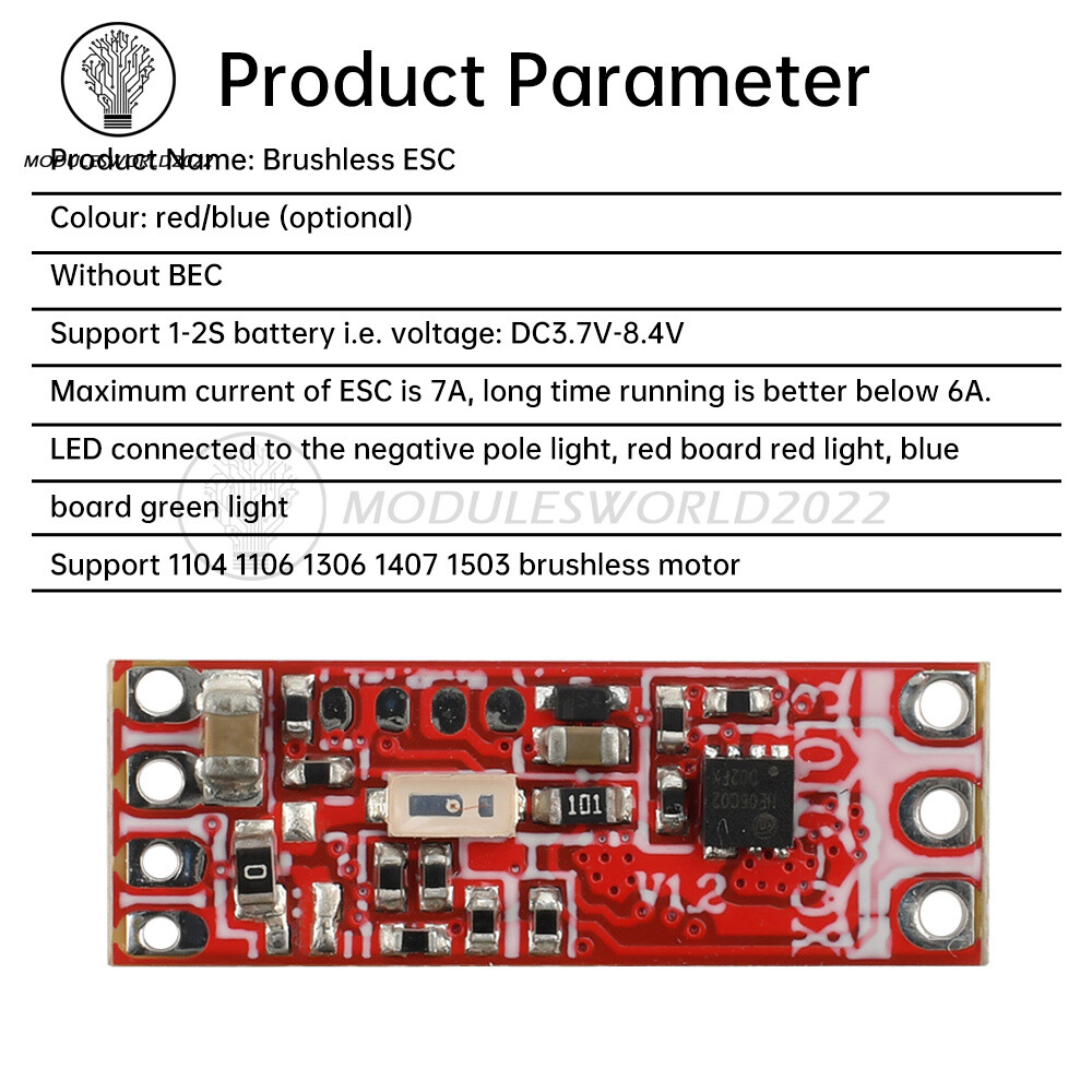1S-2S 6A Micro Brushless ESC Motor Controller Board for 1104 1106 1306 1407 1503