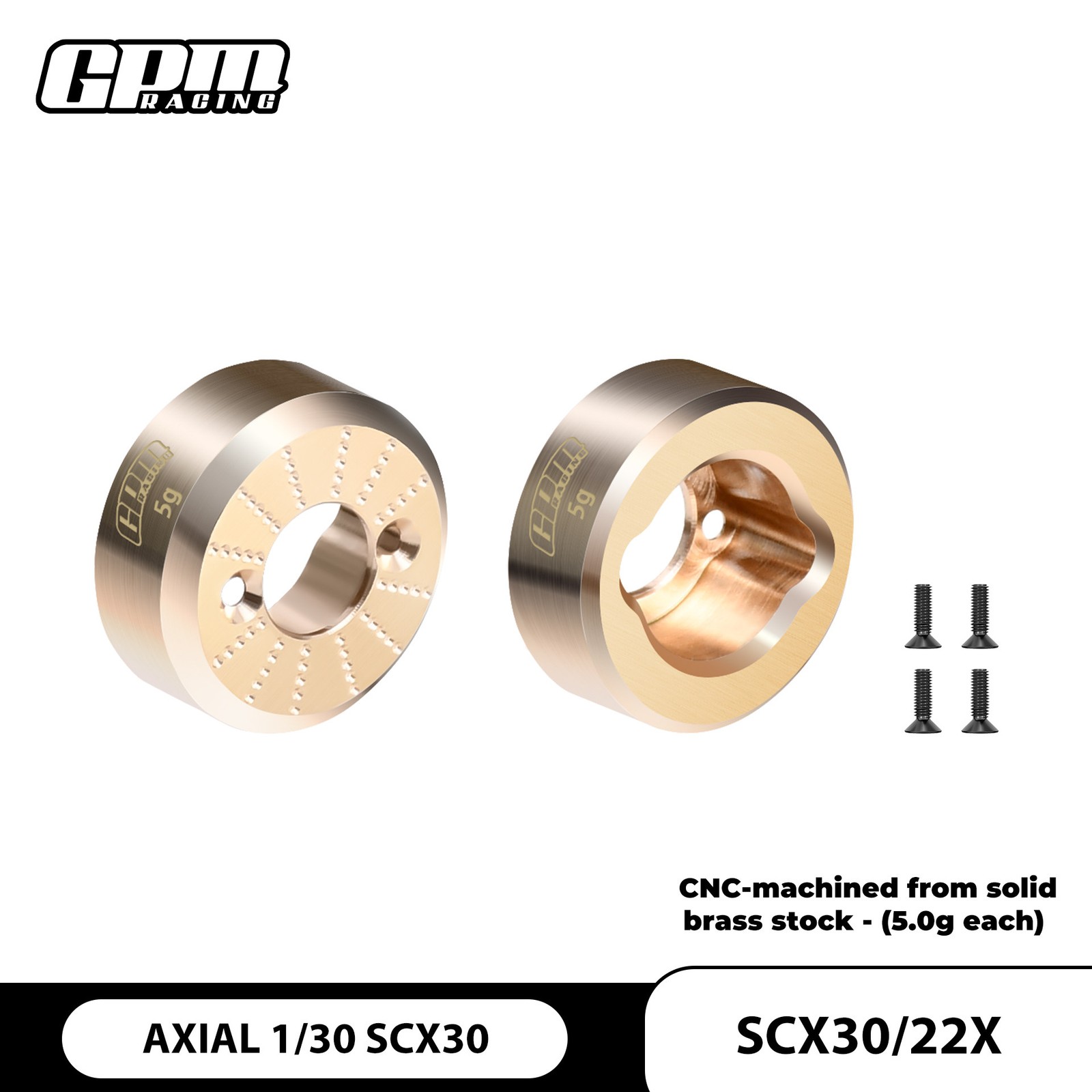 Brass Rear Axle Hub for AXIAL 1/30 SCx30 4X4 RTR Brushed Rock Crawler RC Upgrade