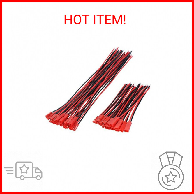 eBoot 20 Pairs 22 AWG JST Plug Connector 2 Pin Male Female Plug Connector Cable