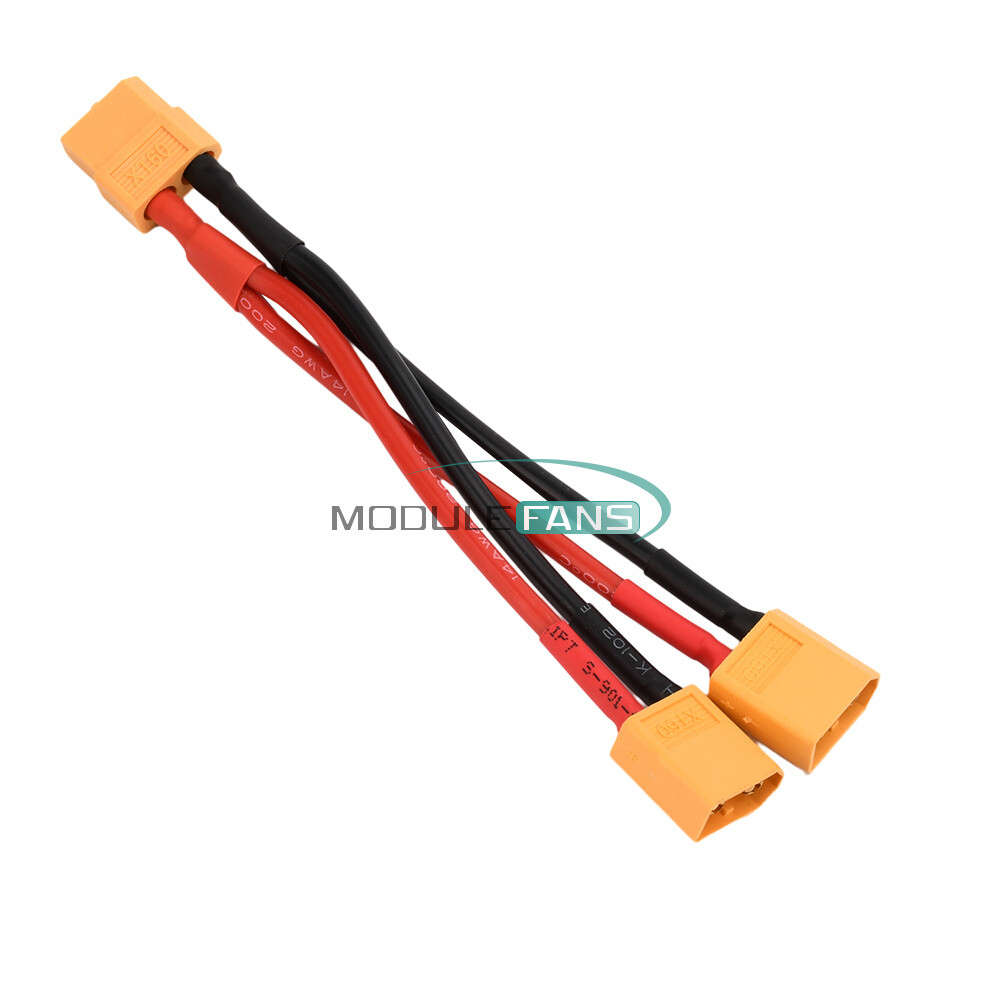 XT60 Male/Female Cable Parallel Battery Connector 4AWG Silicone Wire Y Splitter-