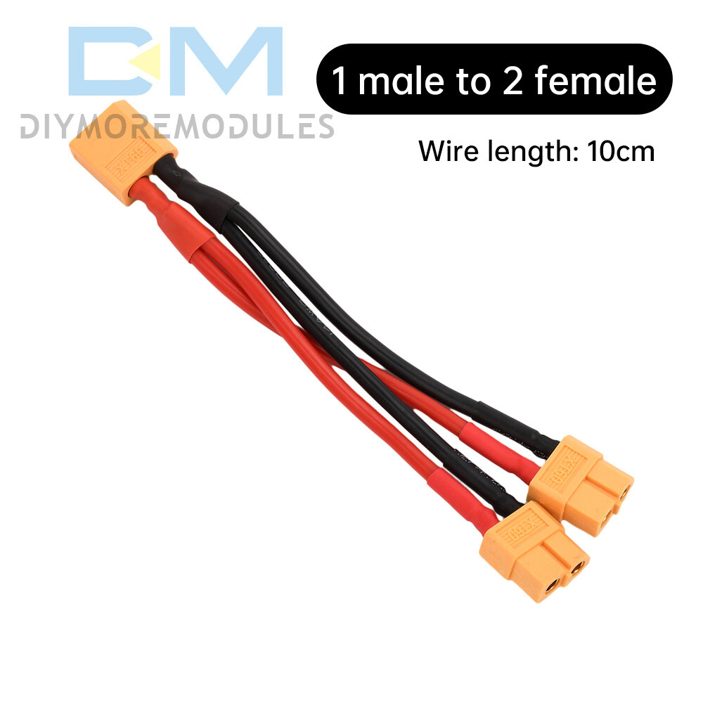 XT60 Male/Female Cable Parallel Battery Connector 4AWG Silicone Wire Y Splitter