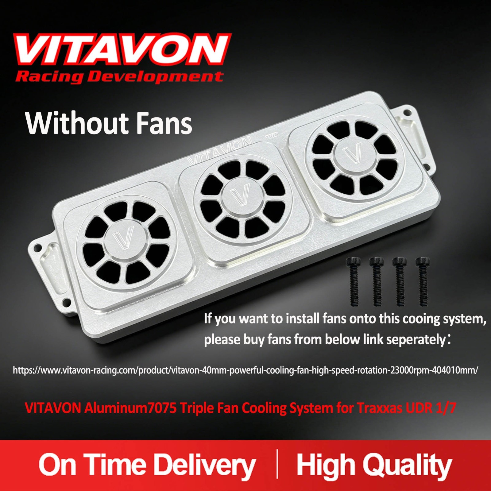 VITAVON Aluminum7075 Triple Fan Cooling System for Traxxas UDR 1/7