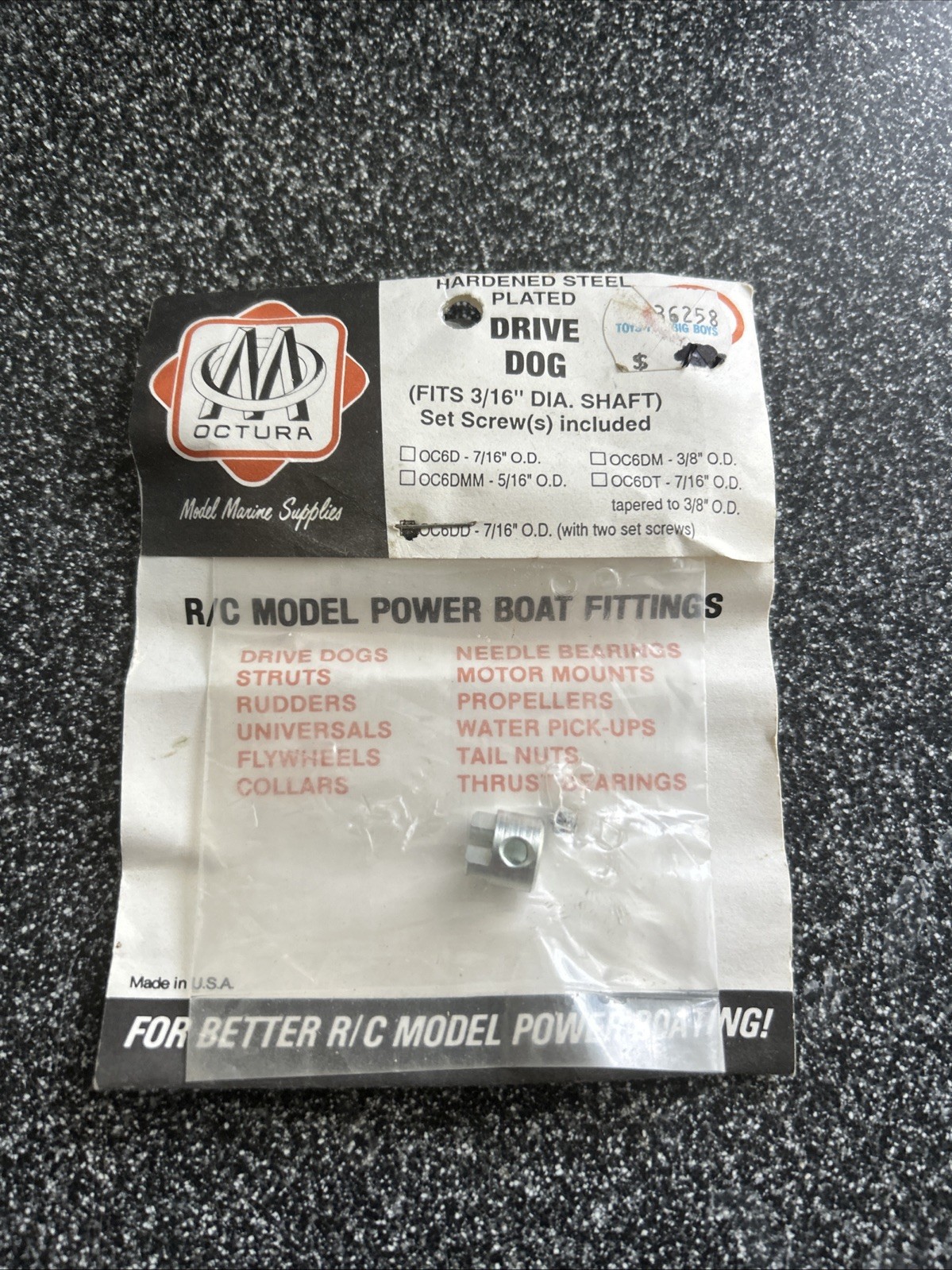OCTURA MARINE PROPELLER DRIVE DOG OC6D 7/16 O.D. FOR 3/ 16 Bulletin Prop Nut