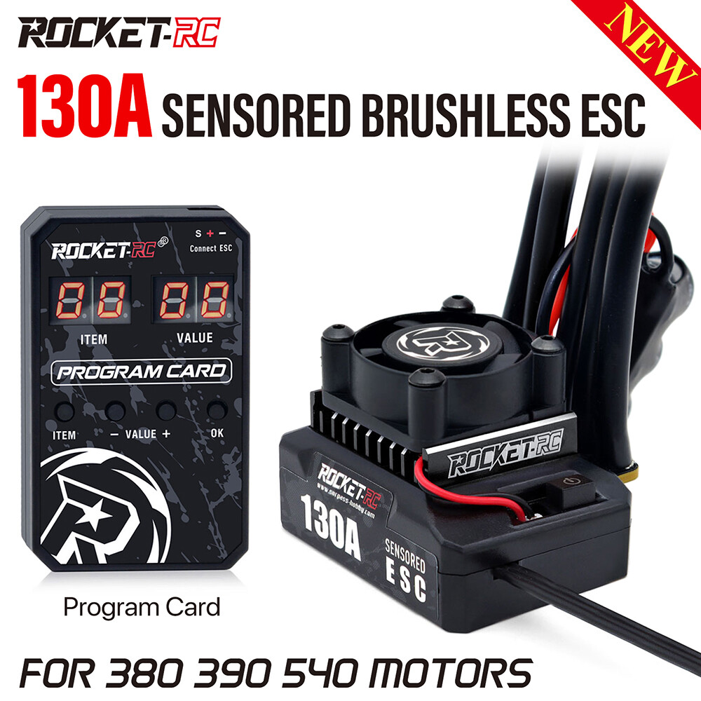 New ROCKET-RC 130A Brushless ESC Program Card for 1/10 RV Car 380/390/540 Motor