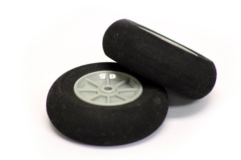 One Pair 2-3/8in RC Airplane Foam Wheels w/Plastic Hub (18mm x 60mm)