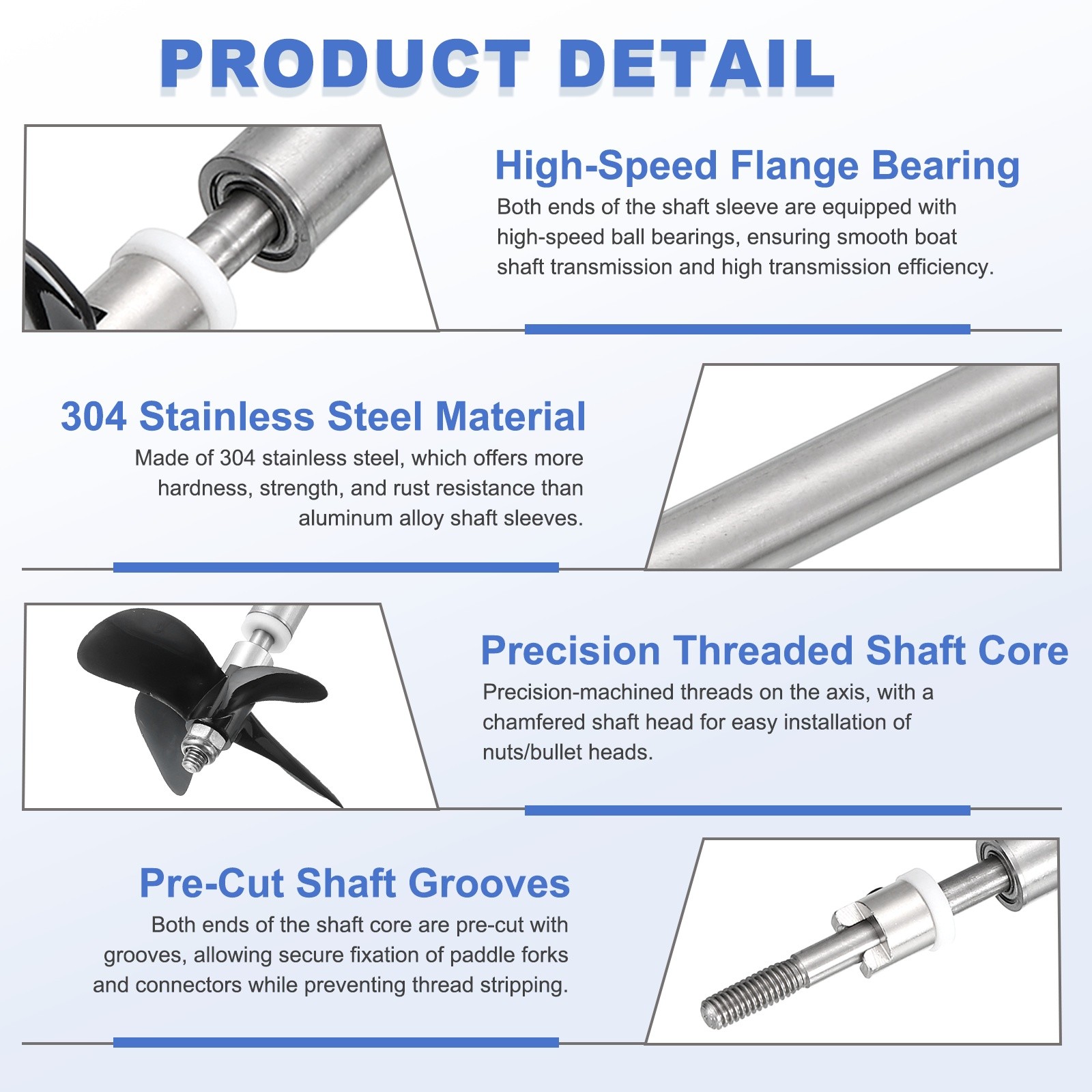 Drive Shaft W Propeller and Coupling Joint, L100mm, Four Propeller, Fit for 5 mm