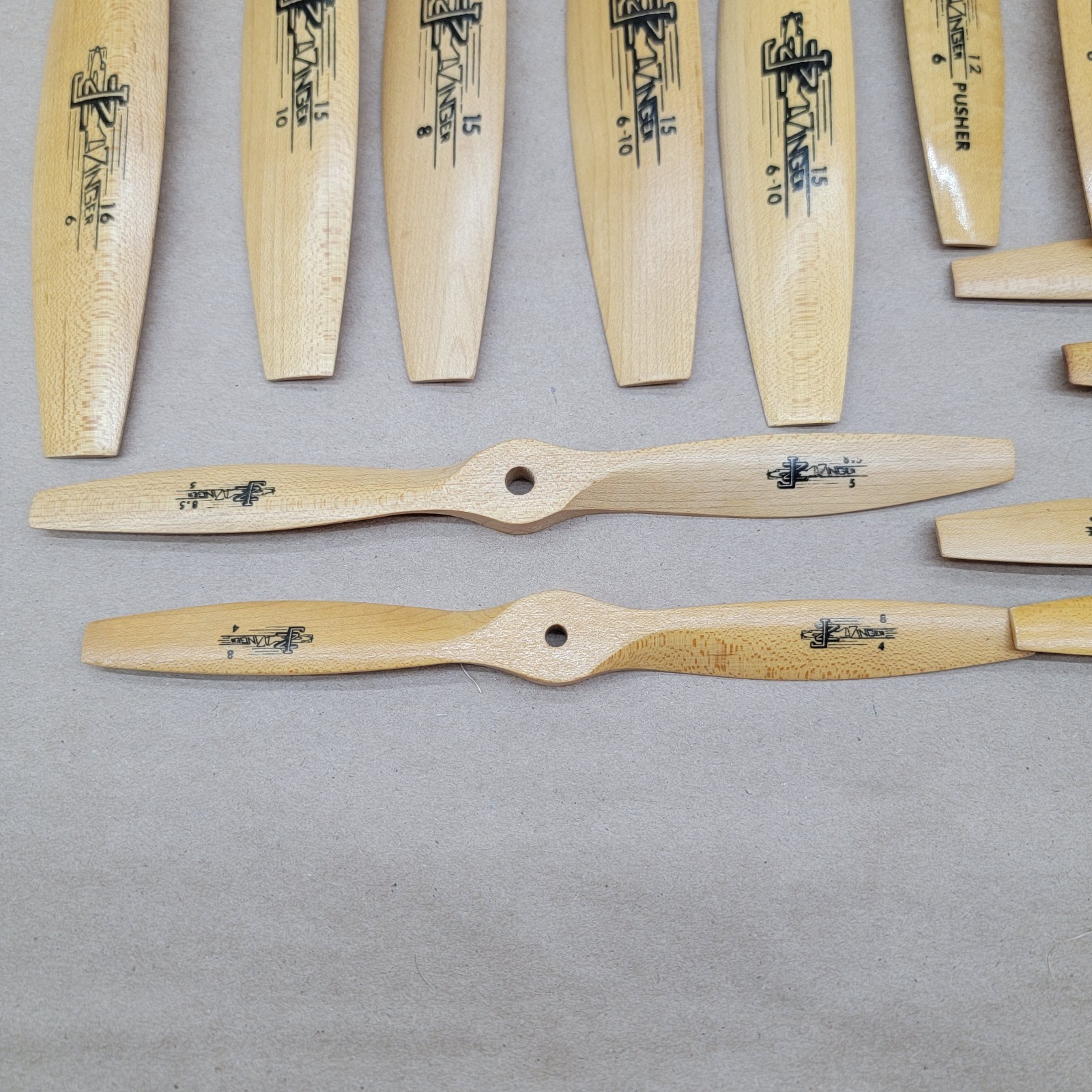 Lot of 19 Zinger JZ Wood Propeller 16×6 – 8×4 Radio Control Model Airplanes