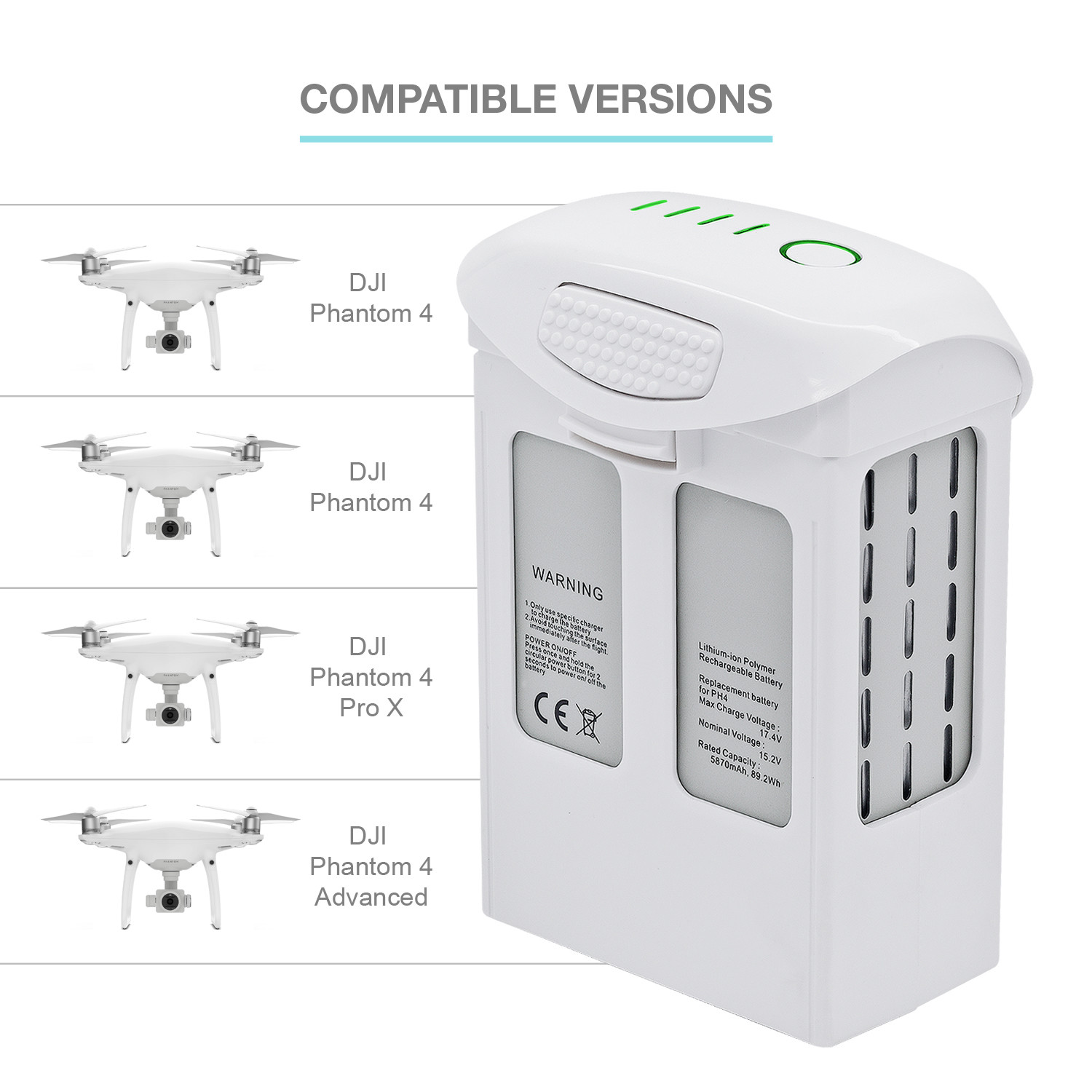 2x 15.2V 5870mAh Lipo Intelligent Flight Battery for DJI Phantom 4 Pro Plus