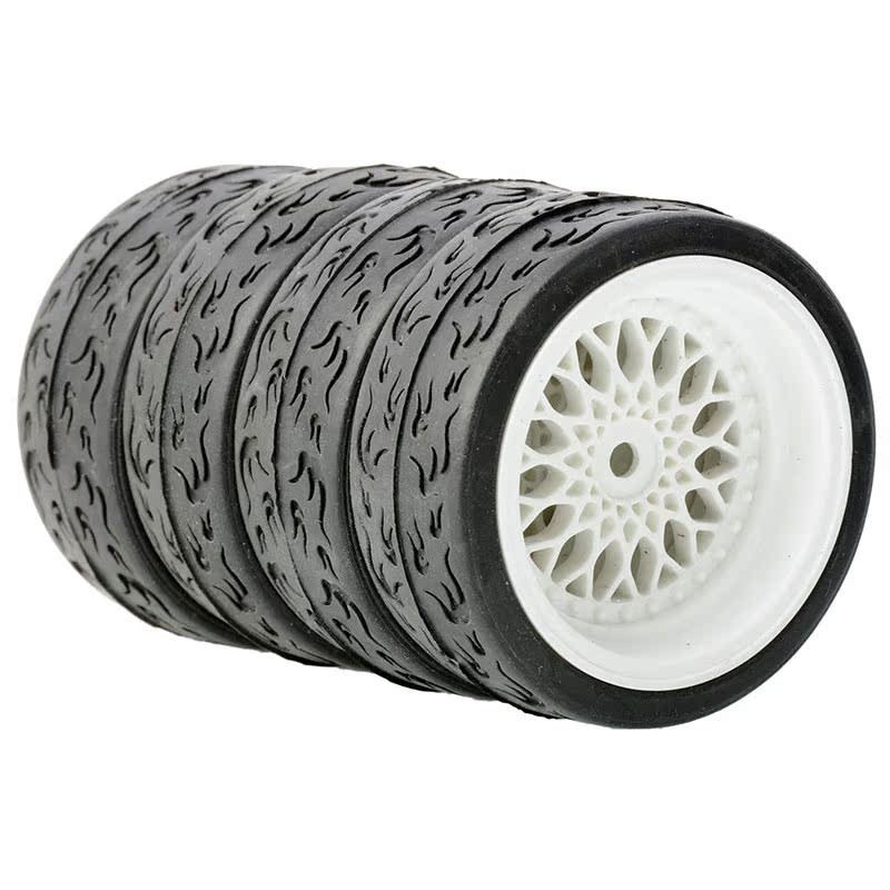 1/10 Onroad Touring Rc Car Wheels Rubber Tires for Tamiya Kyosho TT01 TT02 FW06