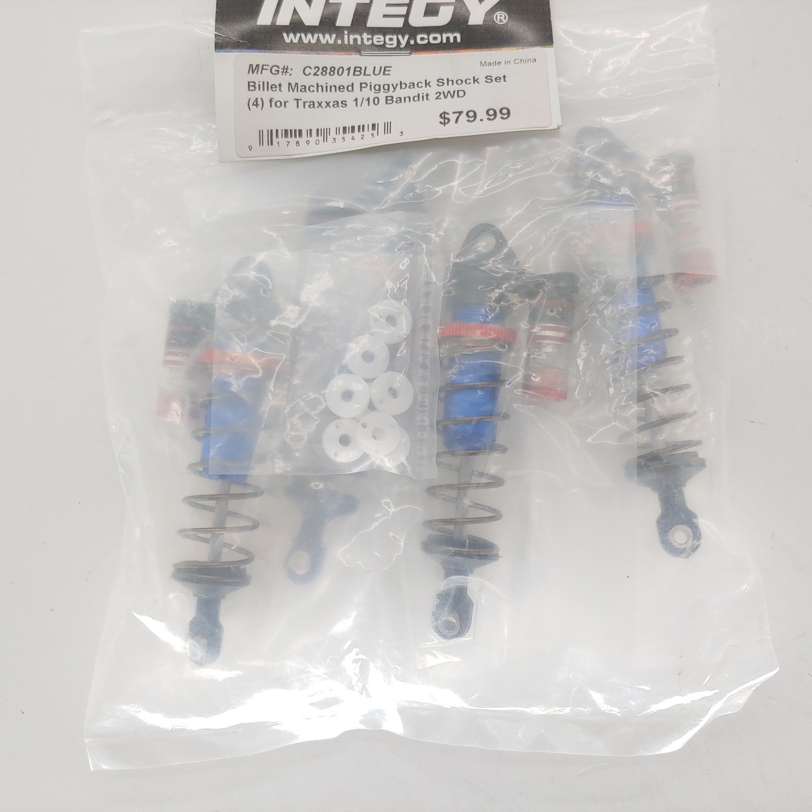 INTEGY C28801BLUE Billet Machined Piggyback Shock Set (4) for Traxxas 1/10