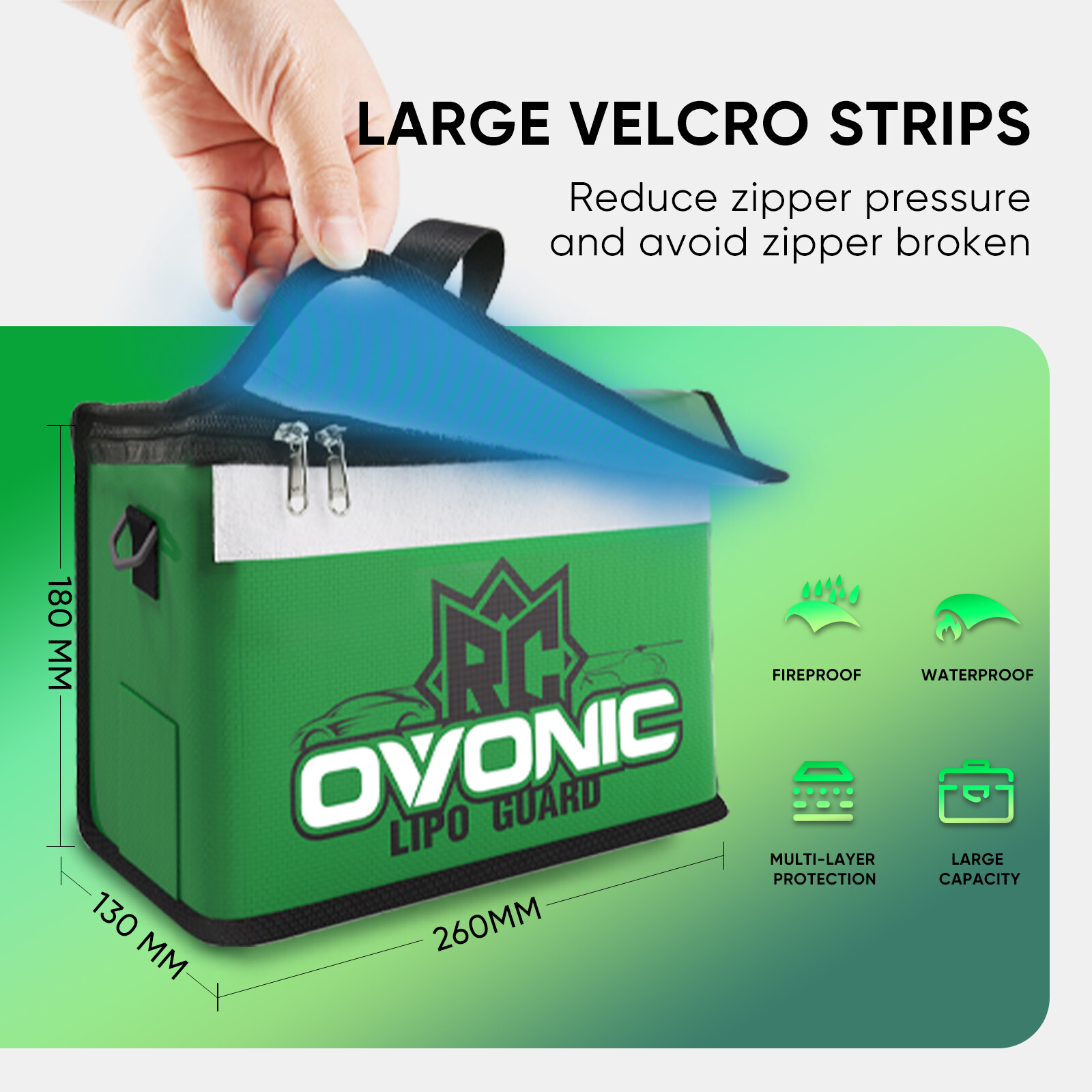 Ovonic Fireproof Explosionproof Large Capacity Guard Pouch for battery Storage
