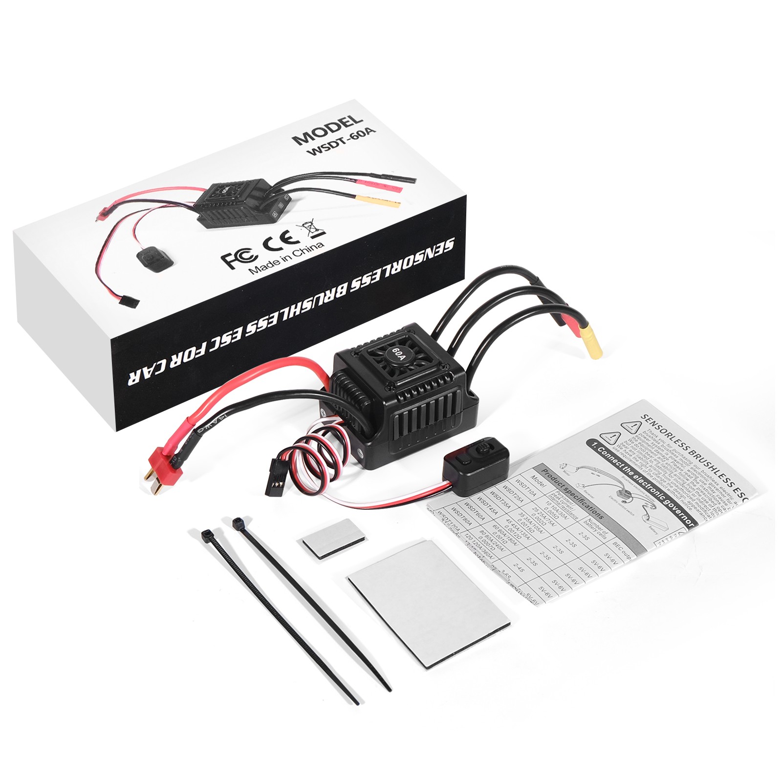 WSDT-60A Waterproof Brushless ESC Accessory For 1/10 RC Car For Beginner Players