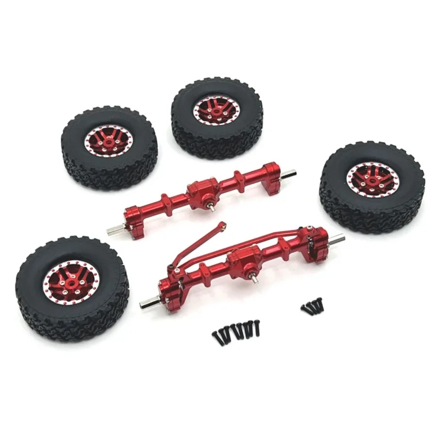 Front and Rear Portal Axle Beadlock Wheel Tire Set For MN78 MN82 MN99S MN98 1/12