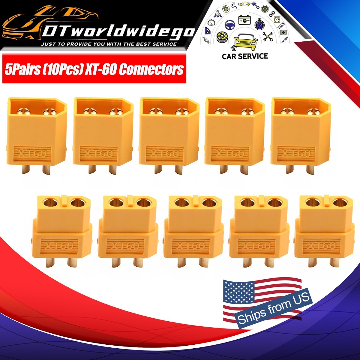 10Pcs XT60 Male Female Bullet Connectors Plugs For RC Battery From US Warehouse