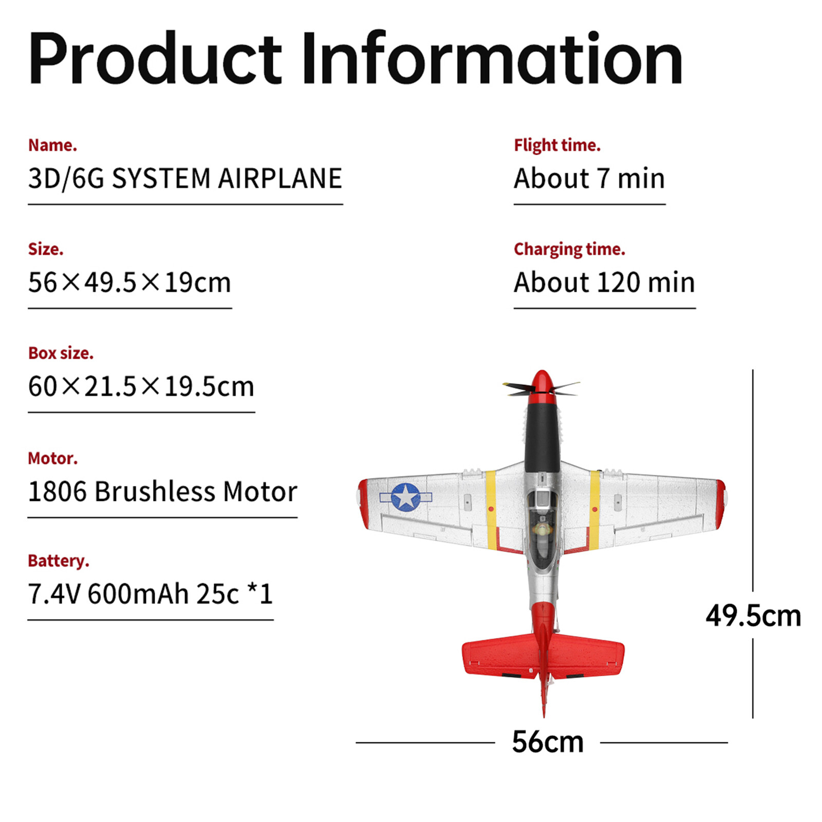 WLtoys XK A280 RC P51 Fighter 4CH Airplane 3D/6G Fixed Wing Brushless Toy E4