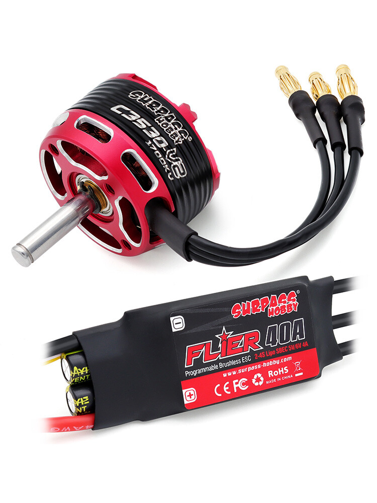 SURPASS HOBBY 900-1700KV Brushless Motor 40-60A ESC for RC Fixed Wing Air Plane