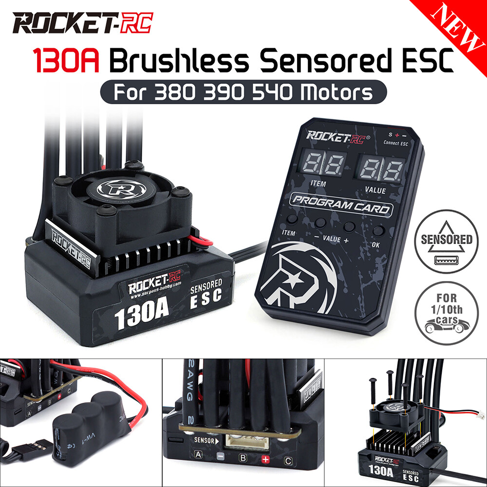 New ROCKET-RC 130A Brushless ESC Program Card for 1/10 RV Car 380/390/540 Motor
