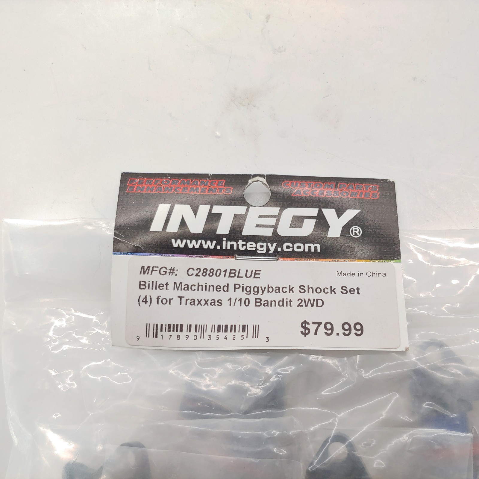 INTEGY C28801BLUE Billet Machined Piggyback Shock Set (4) for Traxxas 1/10