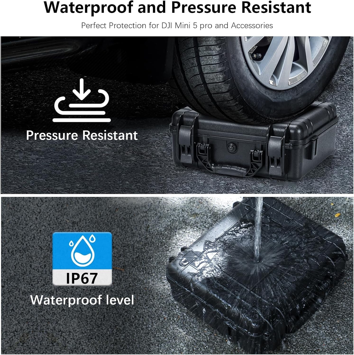 DJI Mini 5 Pro Hard Case Waterproof Carry Case Fits RC 2 RC-N3 Drone