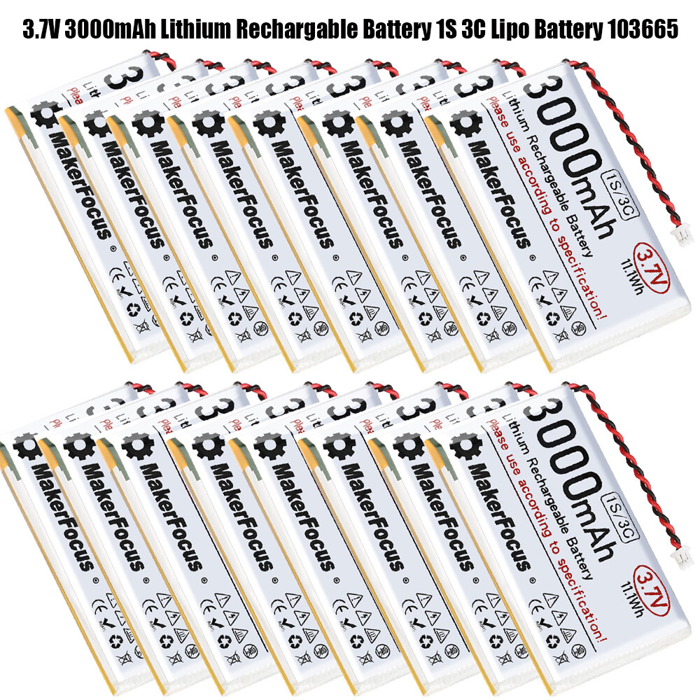 3000mAh 3.7V Lithium Rechargeable Battery 1S 3C Lipo Battery Micro JST 1.25 Plug