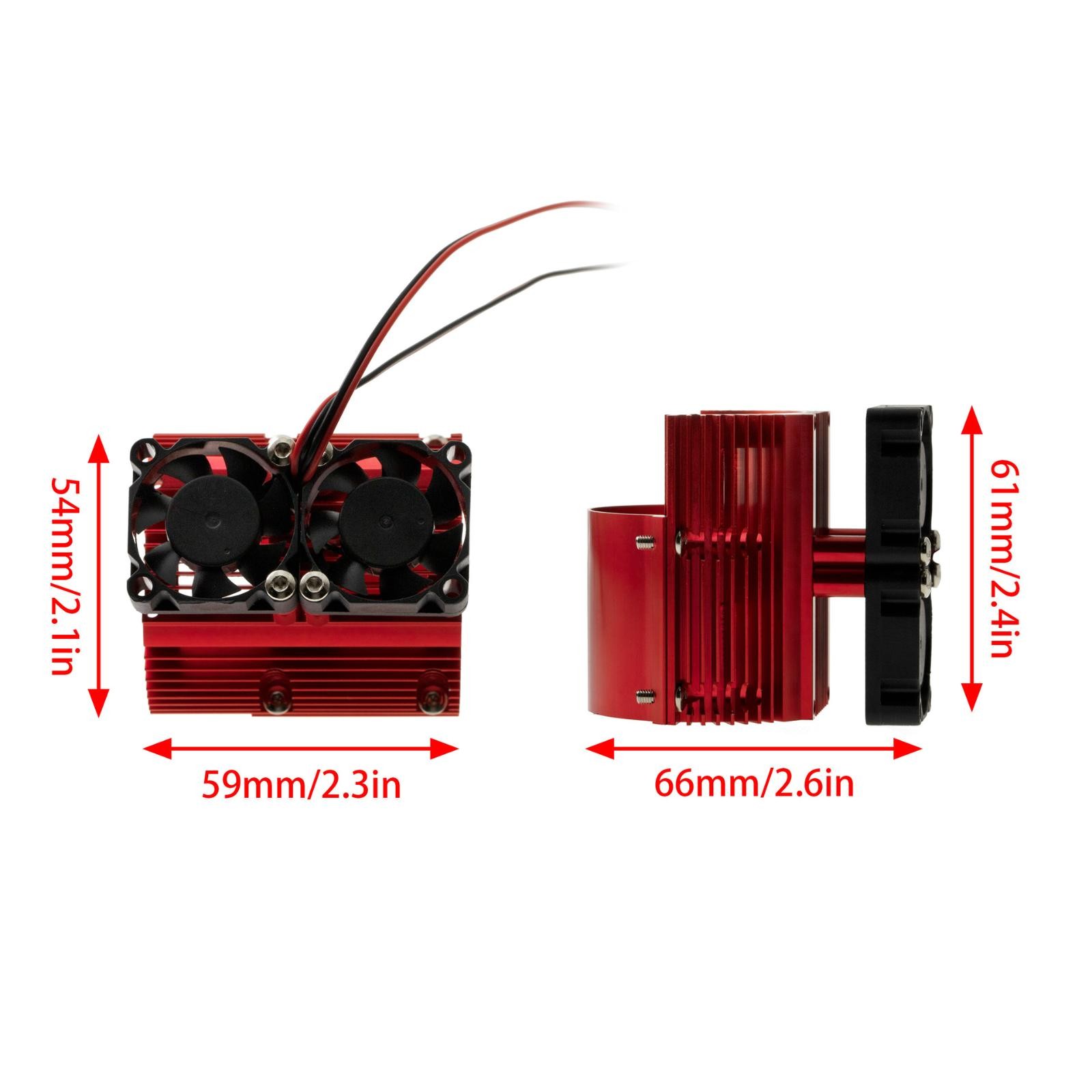 41-43MM Metal Motor Cooling Fan Red Adjustable Radiators for 1/8 1/10 RC Car[