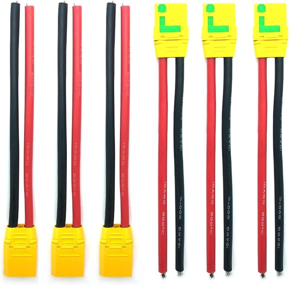 3 Pairs Amass XT90S XT90 Connectors with 150mm 10AWG Silicon Wire – Anti-Spar…