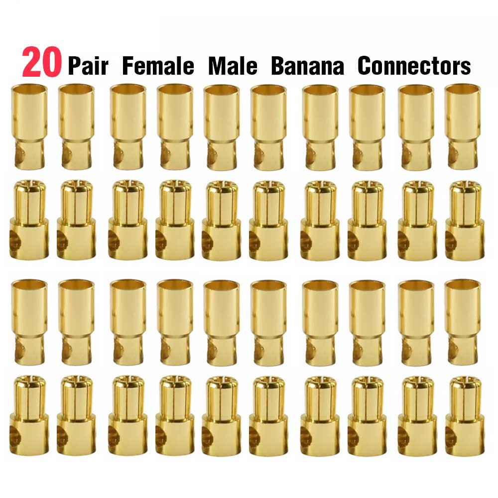 20 Pair 6mm Gold Bullet Banana Connector Plug for ESC Brushless Motor RC Battery